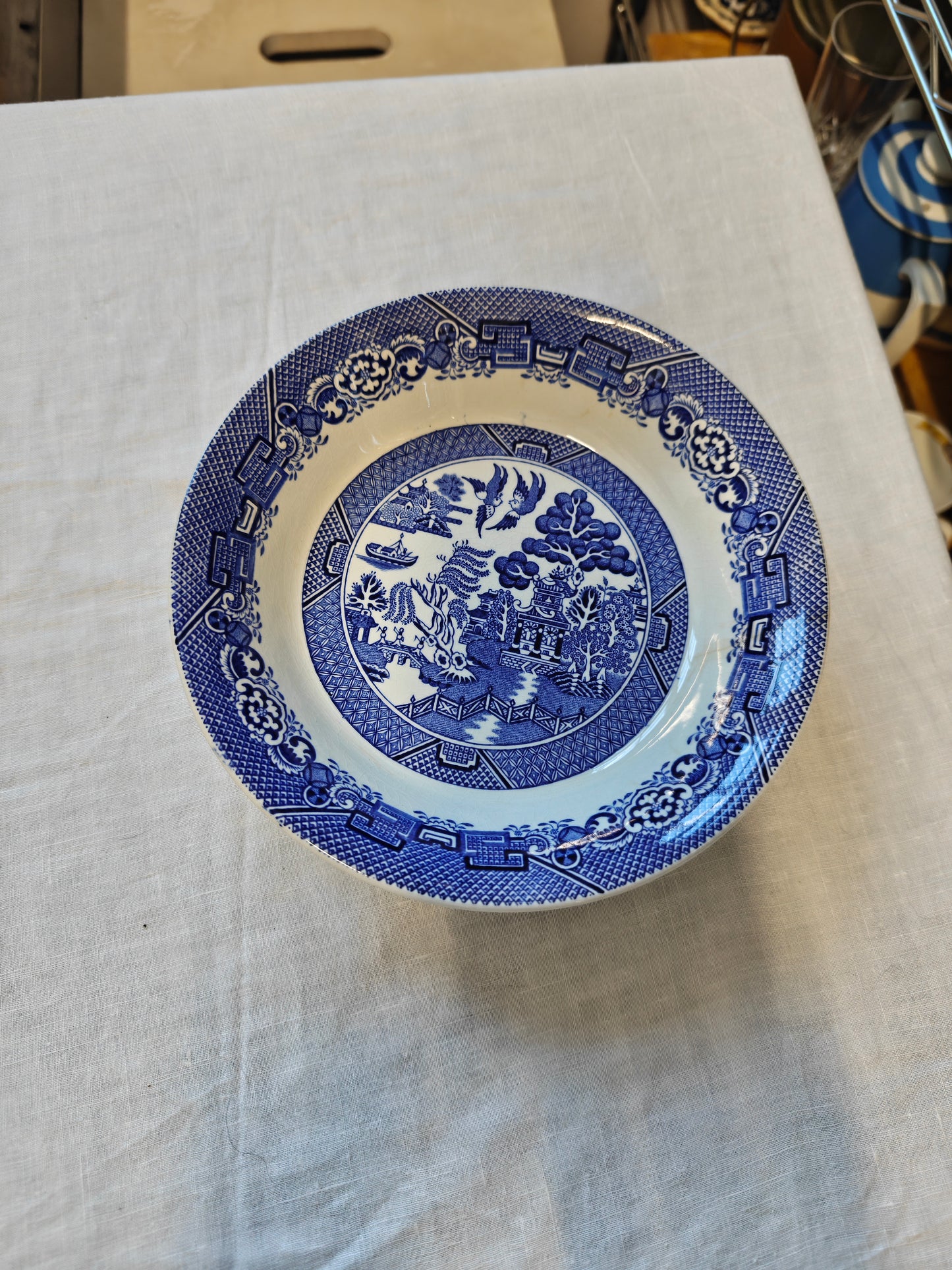Wood and son blue willow pasta bowl