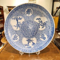 Antique Japanese Meiji Period Blue & White Porcelain Phoenix Charger | Circa 1880