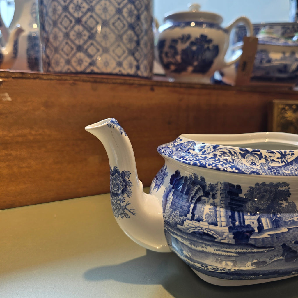 Vintage Spode Blue Italian Teapot, Circa 1950s