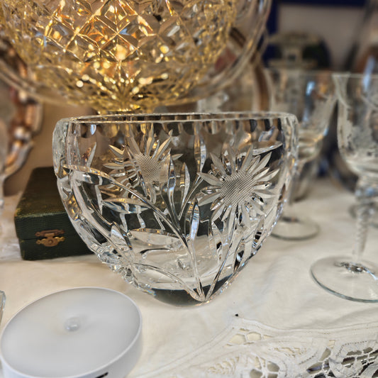 Vintage Stuart crystal Clear Lead Crystal Cut Glass Flat Oval