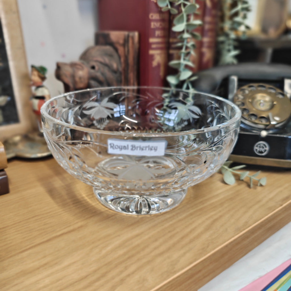Royal Brierley Vintage Crystal Heavy Fruit Bowl in the "Fuchsia" Pattern