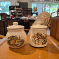 Vintage village scene Sugar canister