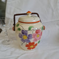 Vintage Authur wood biscuit barrel handpainted