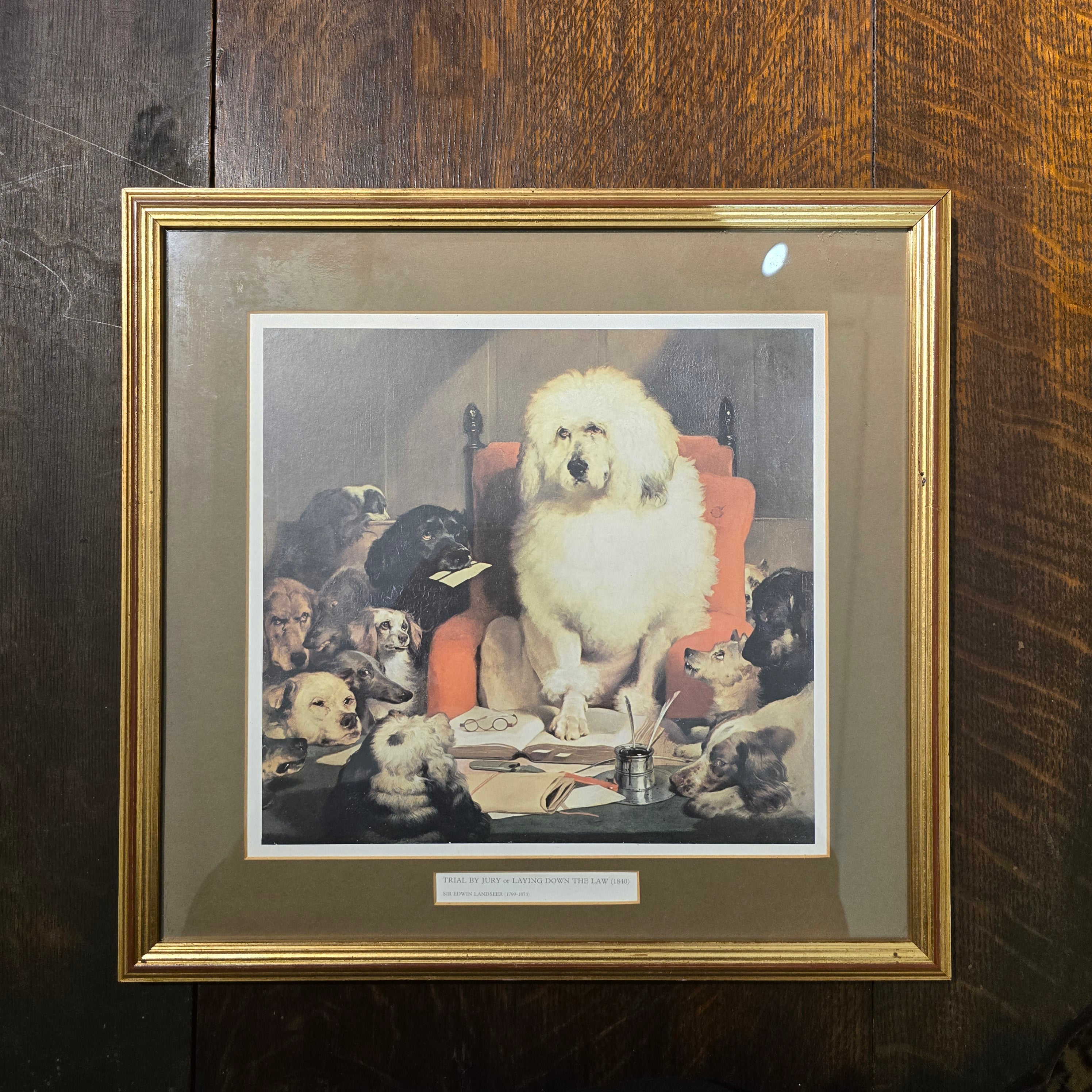 Vintage Print After Sir Edwin Landseer - "Laying Down the Law" (Trial by Jury) - Canine Allegory (c. 1840)