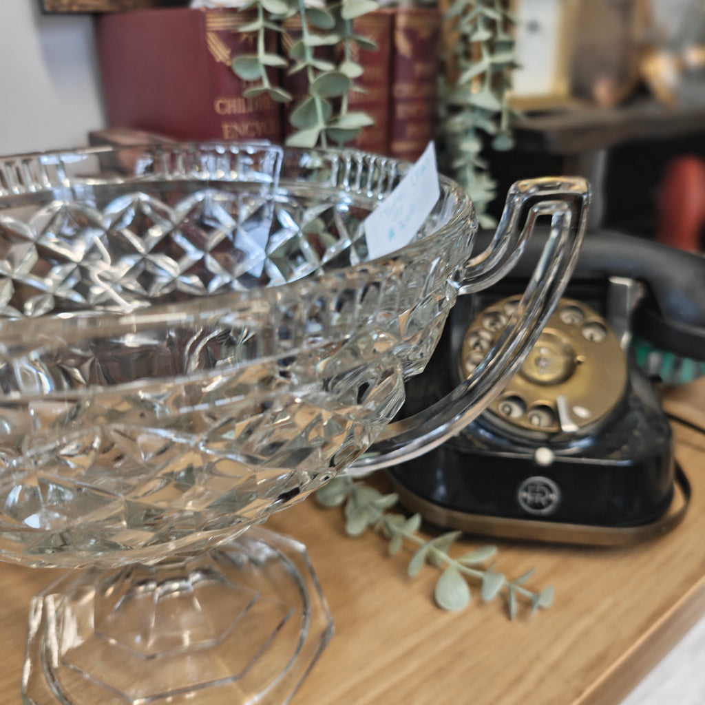 Vintage Pressed Glass Compote or Punch Bowl with a Trophy - 30 x 19 cm