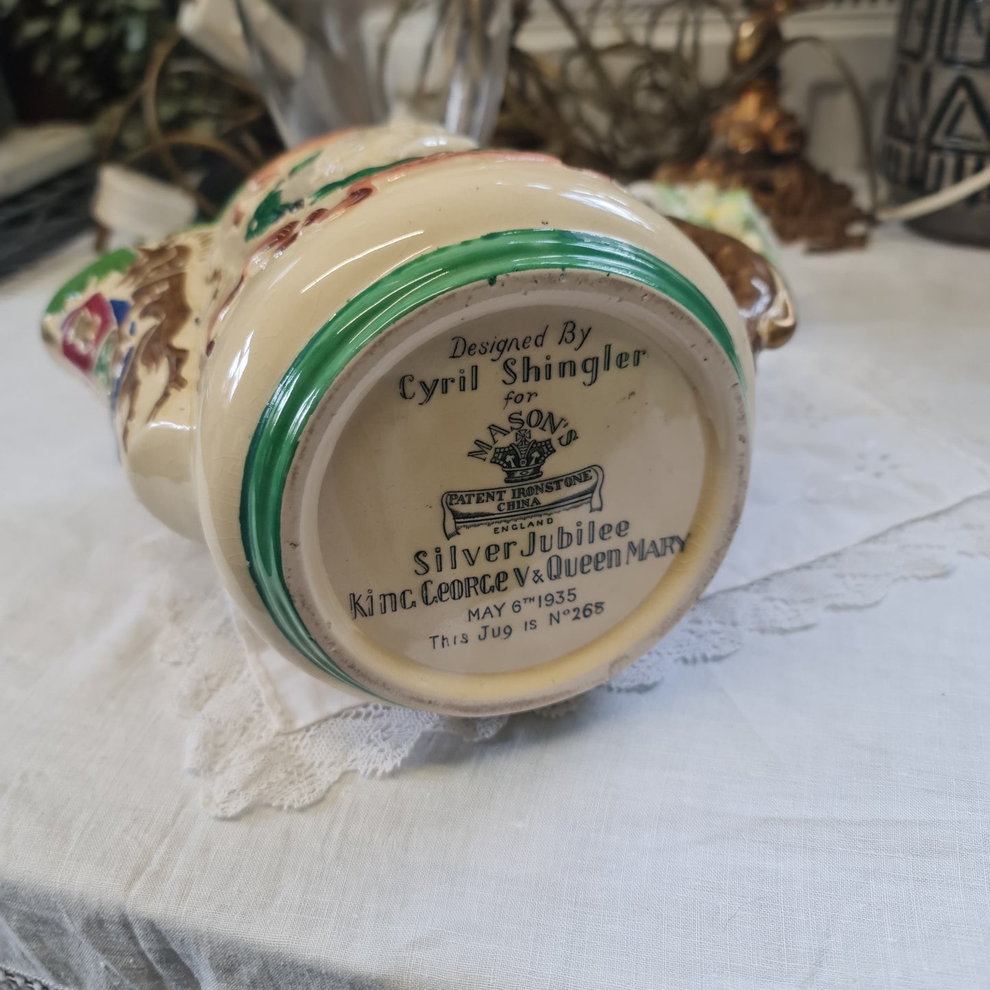 Rare Commemorative jug celebrating the Silver Jubilee of King George V and Queen Mary in 1935