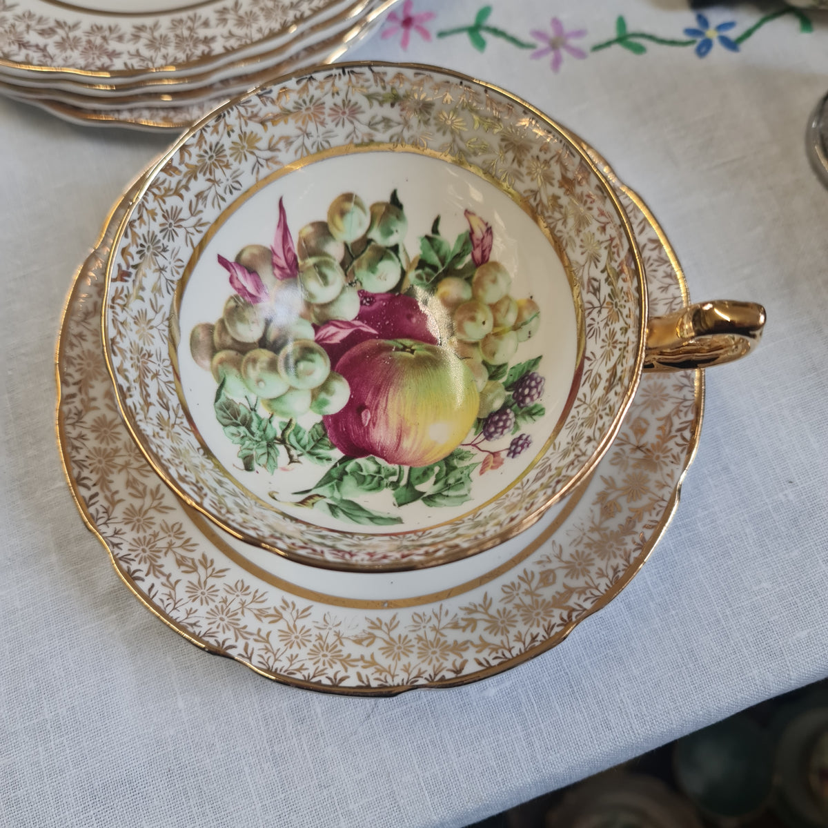 Beautiful vintage fine bone china -  summer fruit tea set