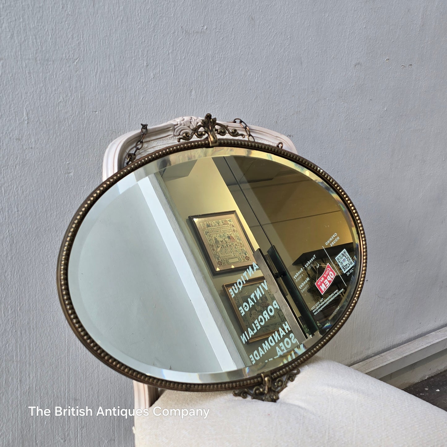 Elegant Oval Bevelled Edge Vintage Wall Mirror with Brass Frame