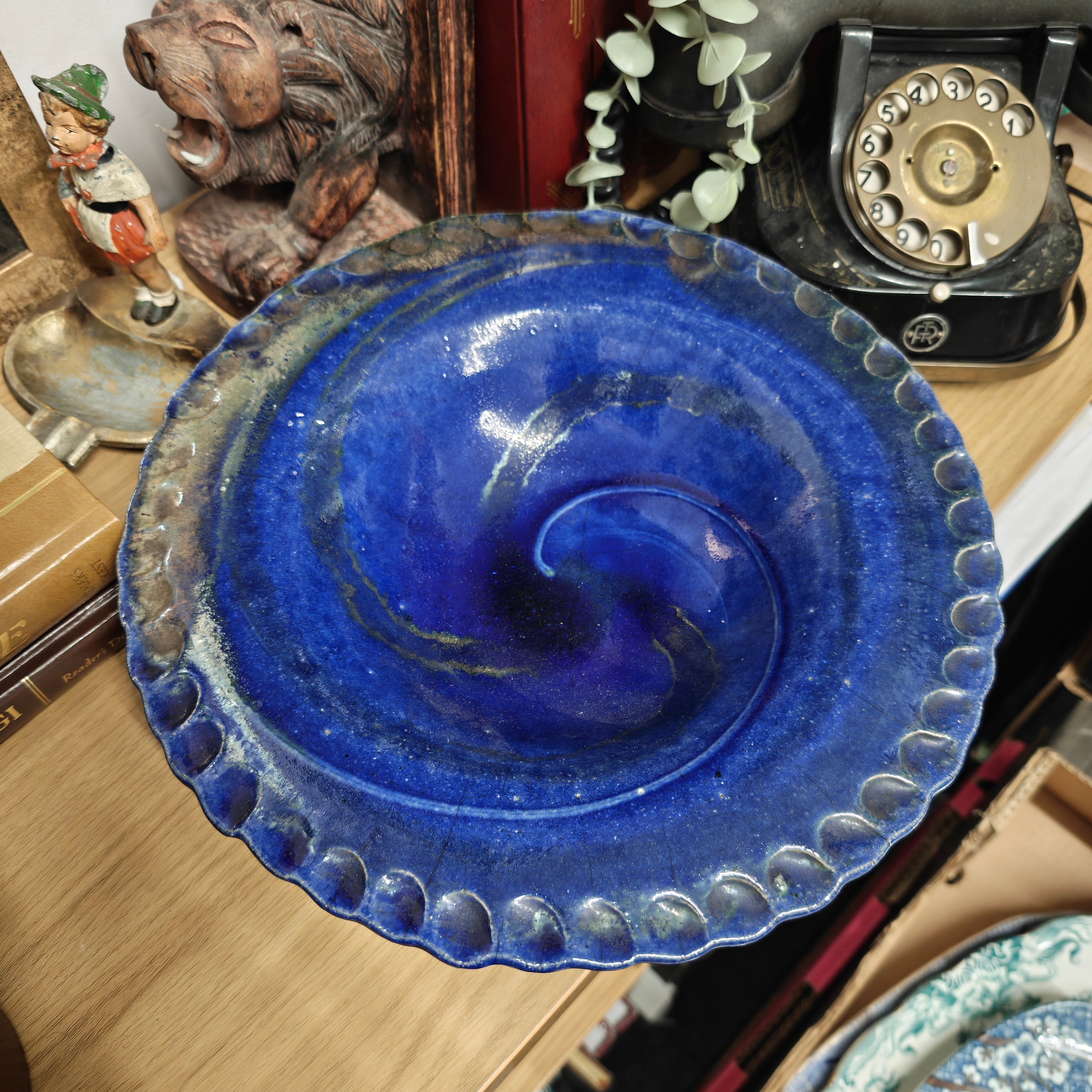 Amazing big studio pottery fruit bowl - signed