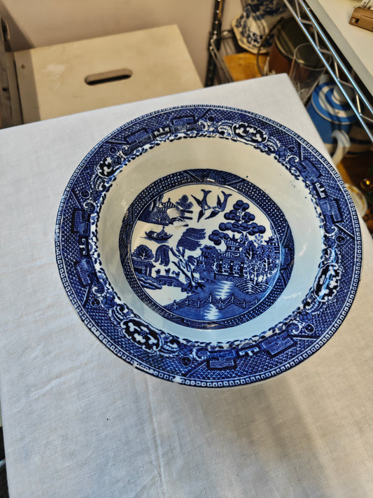 Antique blue willow heavy  big soup bowl