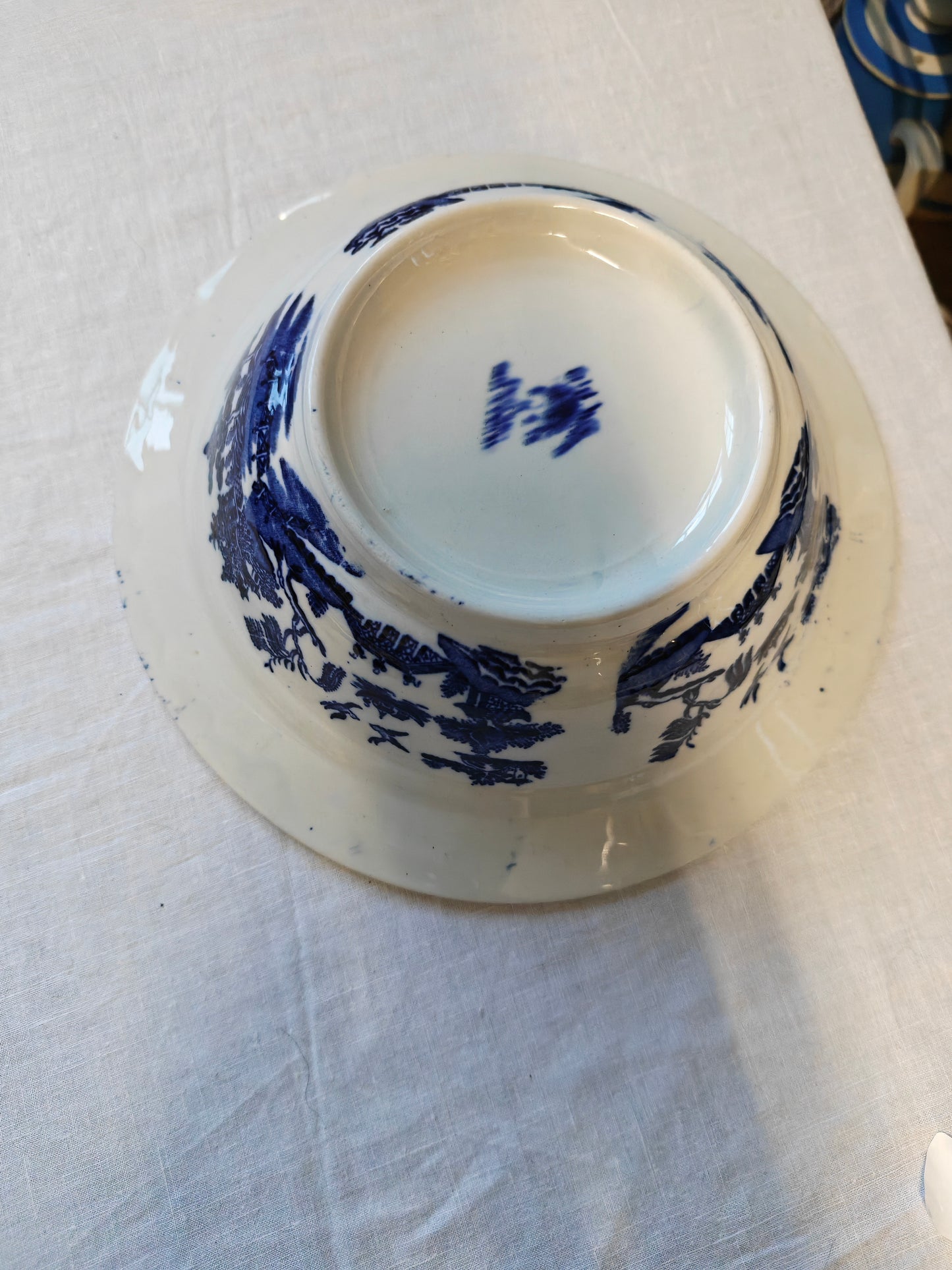 Antique blue willow heavy  big soup bowl