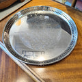 Vintage Swedish Silver-Plated Serving Tray with Pierced Gallery Rim