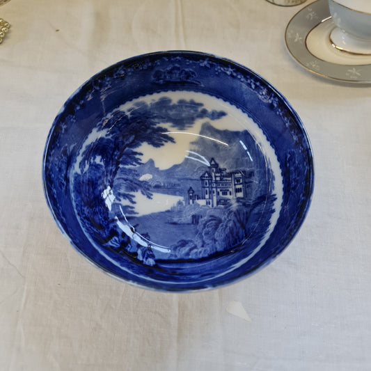 Antique flower blue jenny lind big bowl
