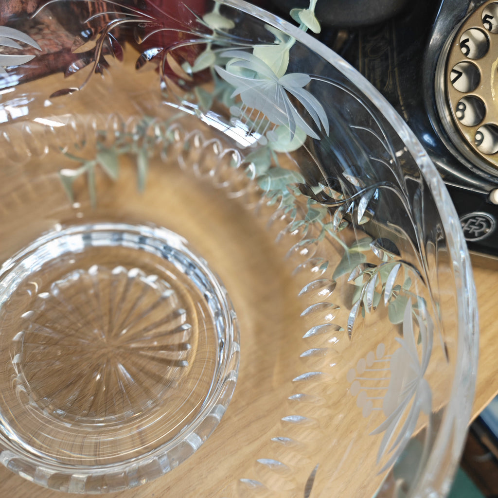 Royal Brierley Vintage Crystal Heavy Fruit Bowl in the "Fuchsia" Pattern