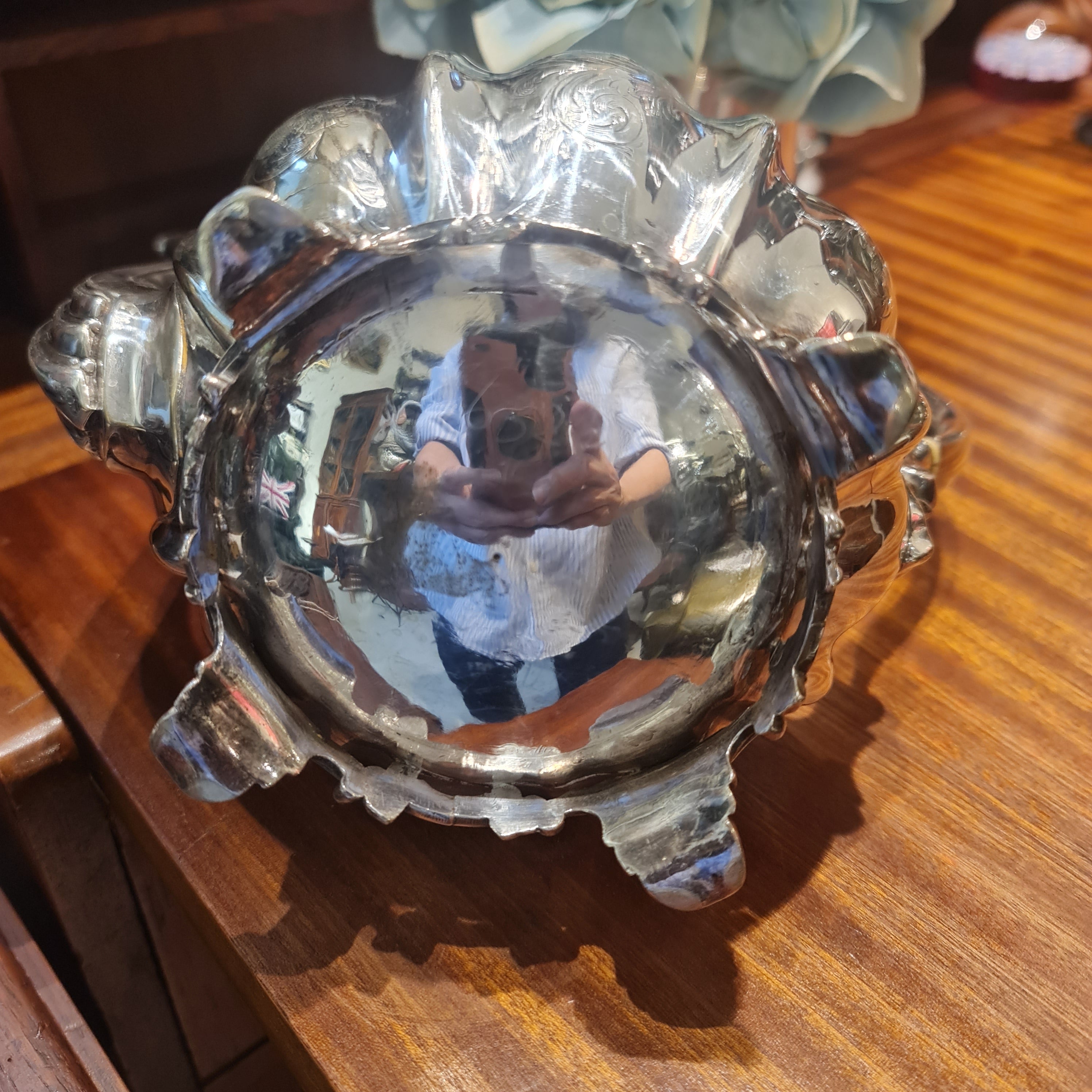 Victorian period hand soldered tall teapot silver plated