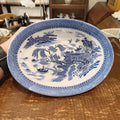 Antique Cauldon England Blue Willow Oval Serving Platter | Semi China Transferware