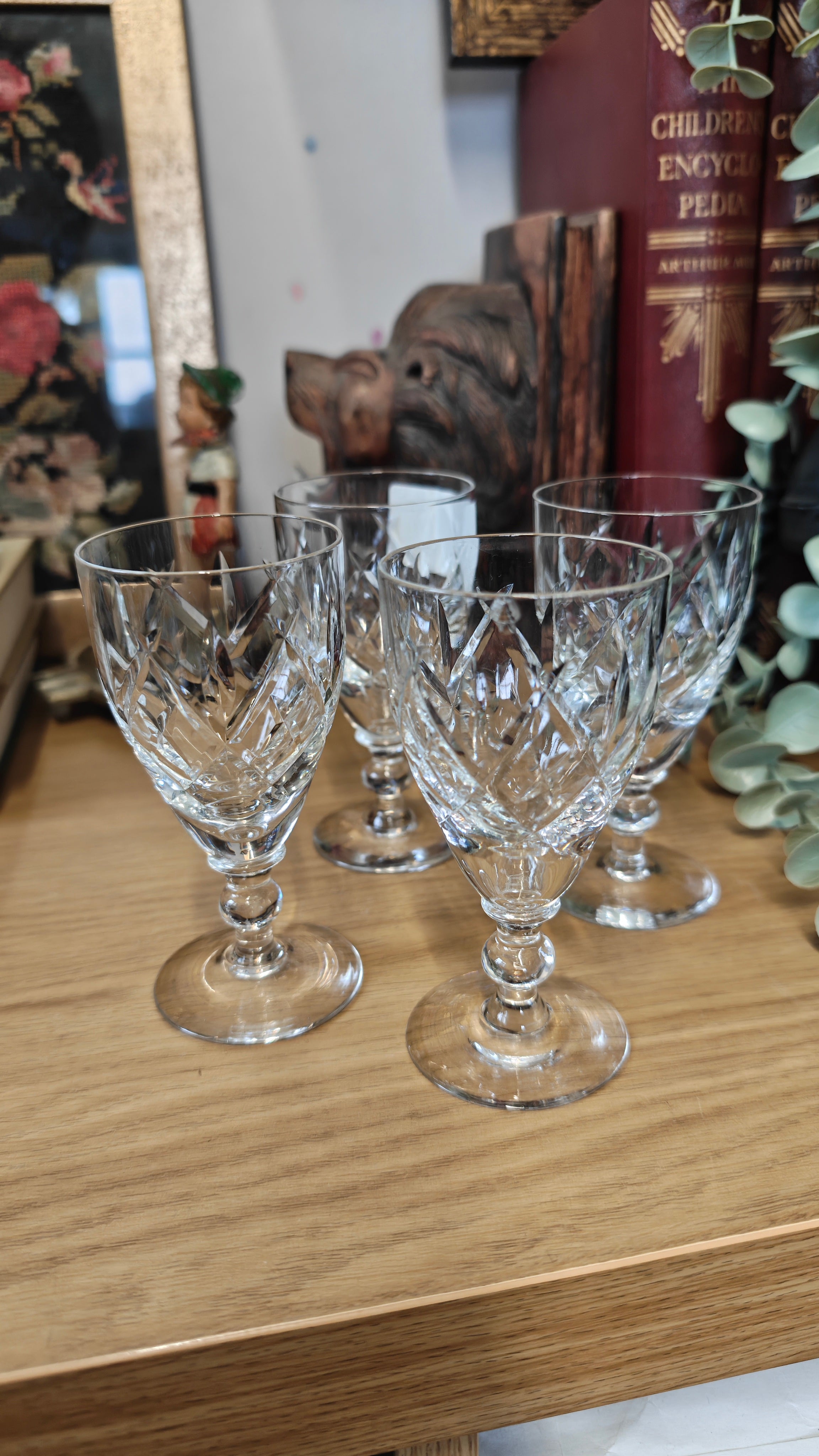 Vintage high end crystal port wine glass x 4- 11 cm
