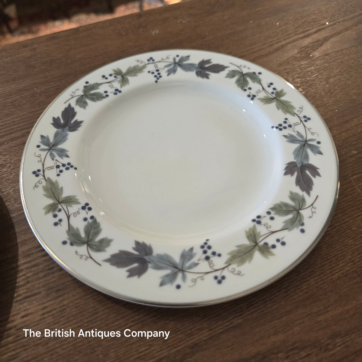 Royal Doulton English Translucent China Burgundy Cake plate and Breakfast Plate