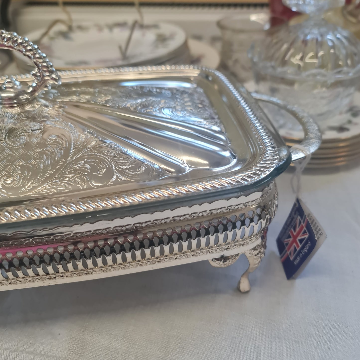 Queen Anne Silver plated Buffet Dish on stand