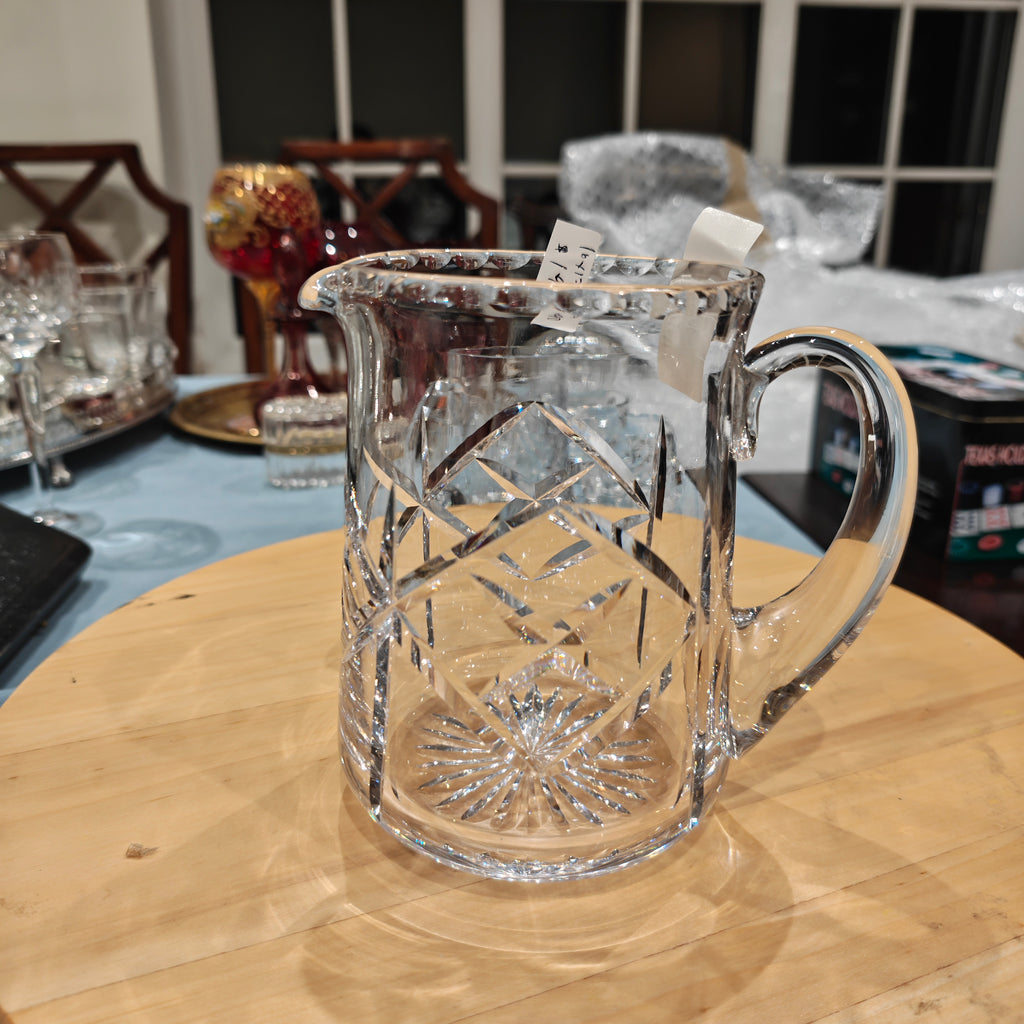 Vintage cut crystal glass pitcher