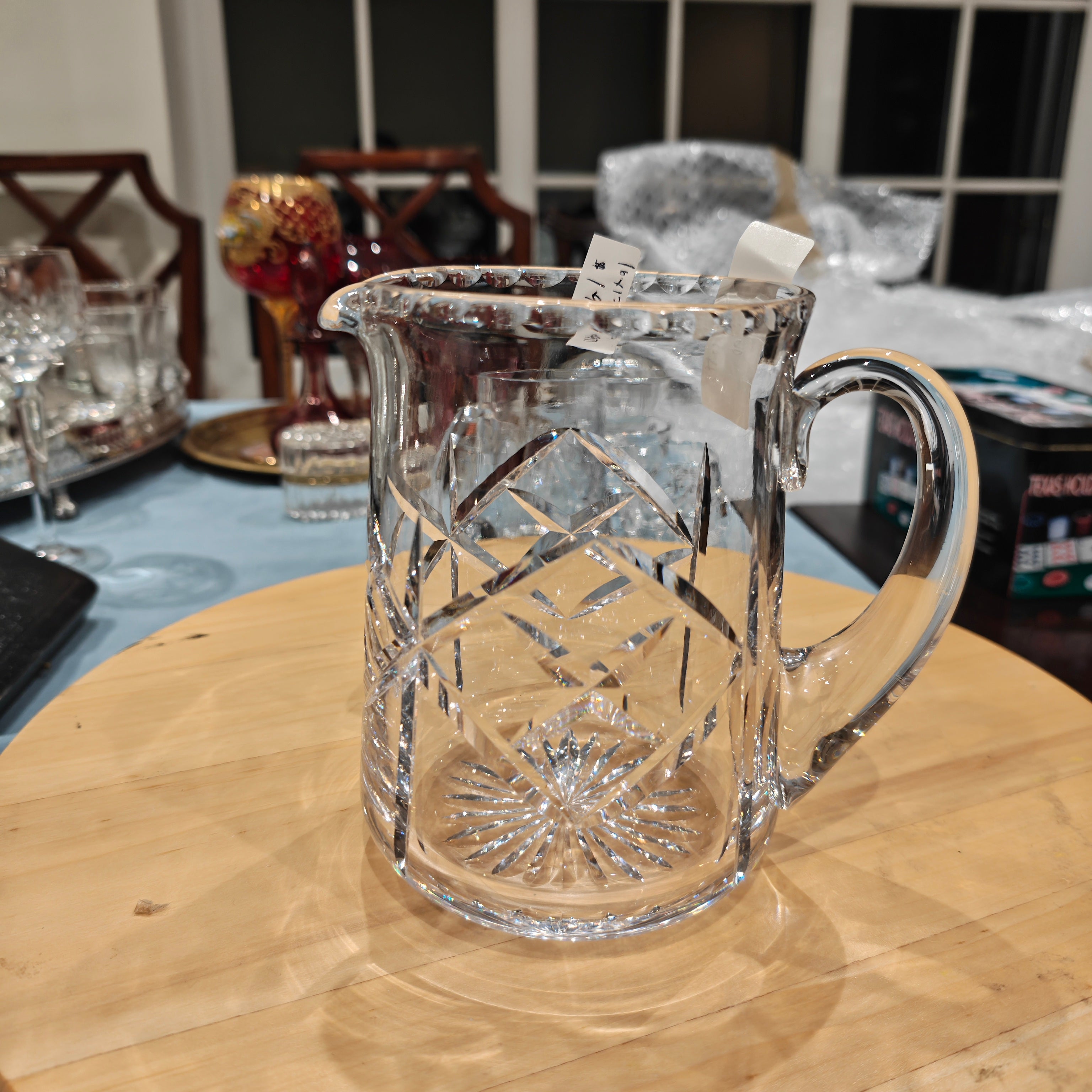 Vintage cut crystal glass pitcher