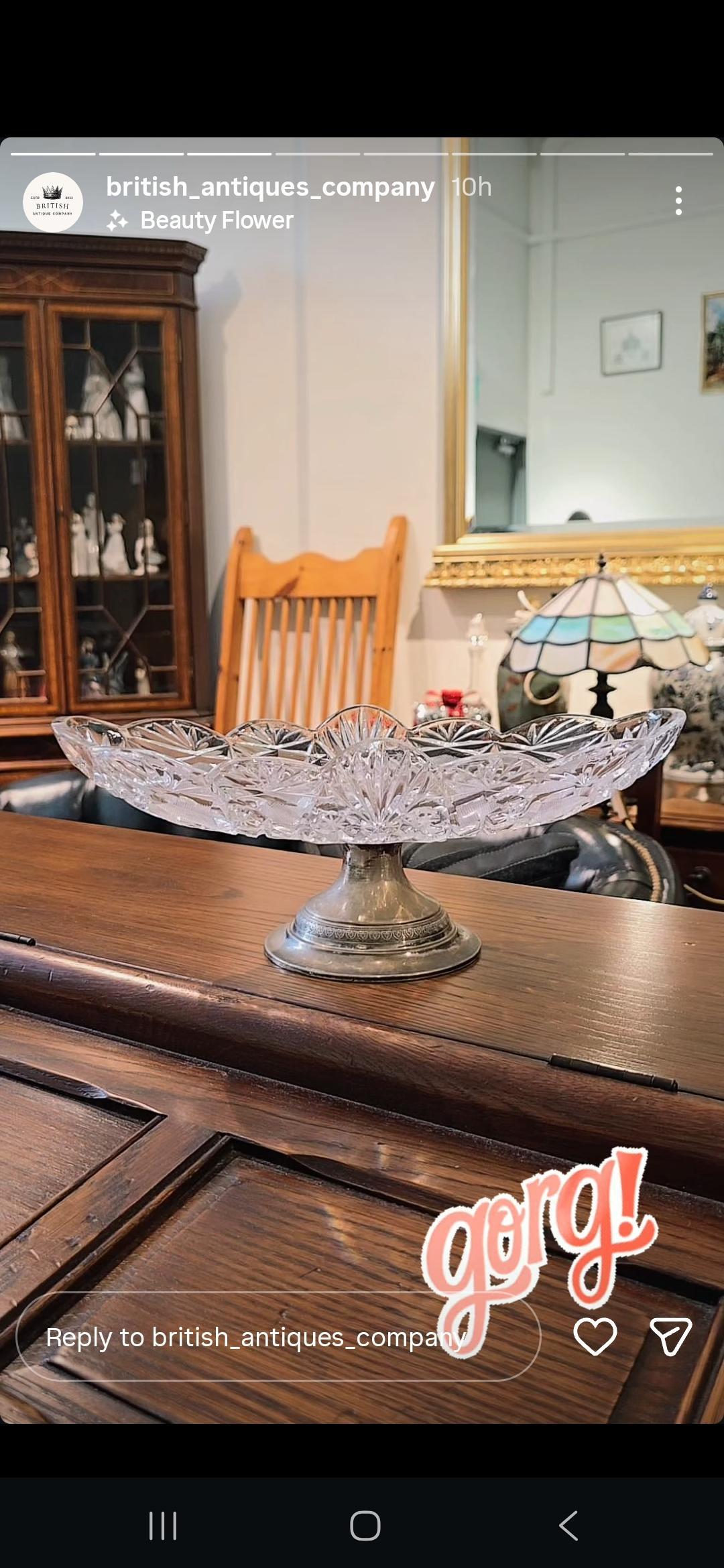 Stunning Crystal fruit bowl with silver plated base circa 1900