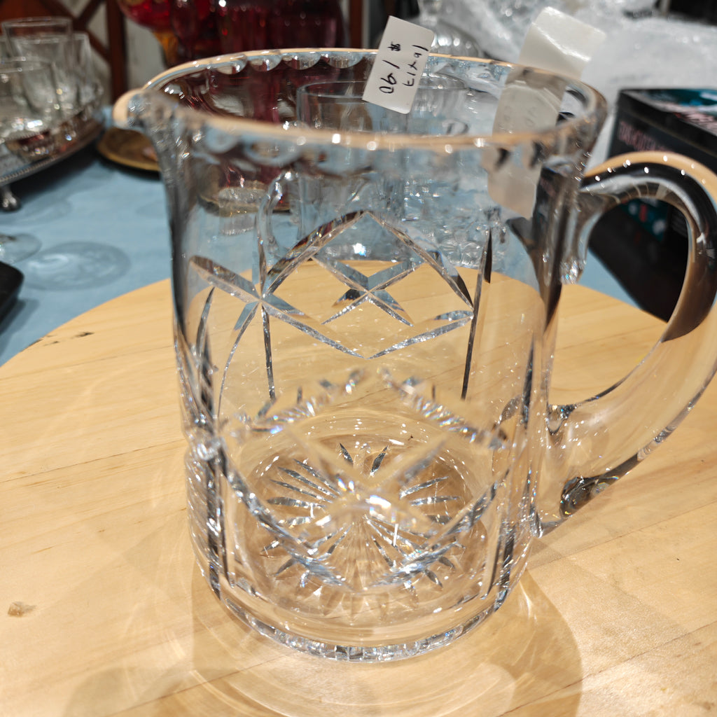 Vintage cut crystal glass pitcher