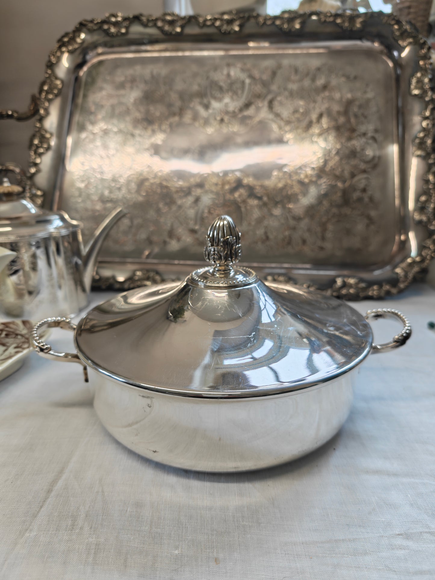 19th Century Saint-Médard French Silver Plate on Copper, Lidded Tureen.