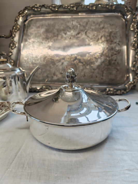19th Century Saint-Médard French Silver Plate on Copper, Lidded Tureen.