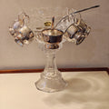 Vintage 1950 high quality hand cut crystal punch bowl on stem feet with 6 X silver plated cup