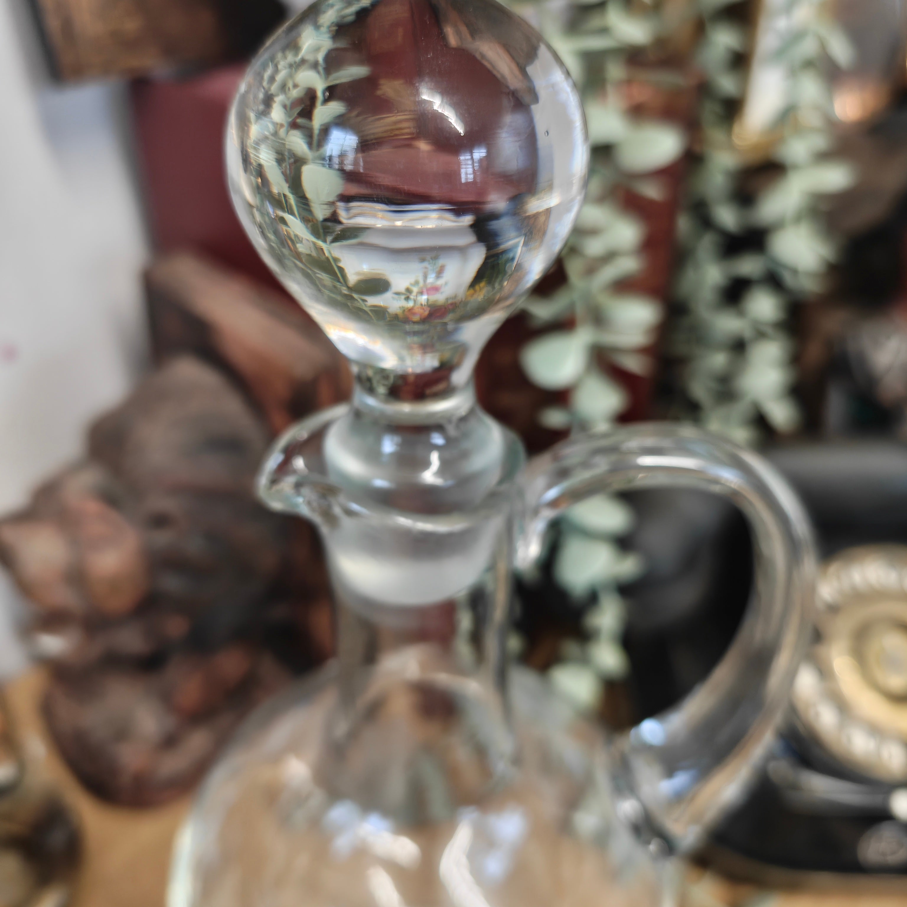Vintage Etched Glass or Crystal Decanter - Mid-20th Century