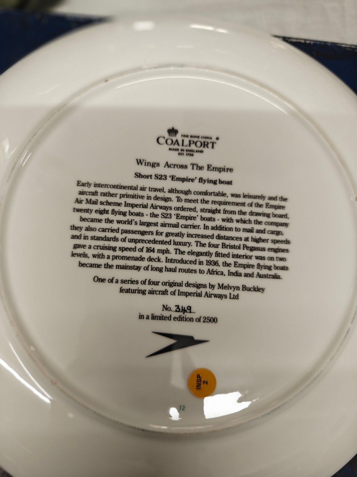 Coalport limited edition Imperial Airways Plate by Melvyn Buckley