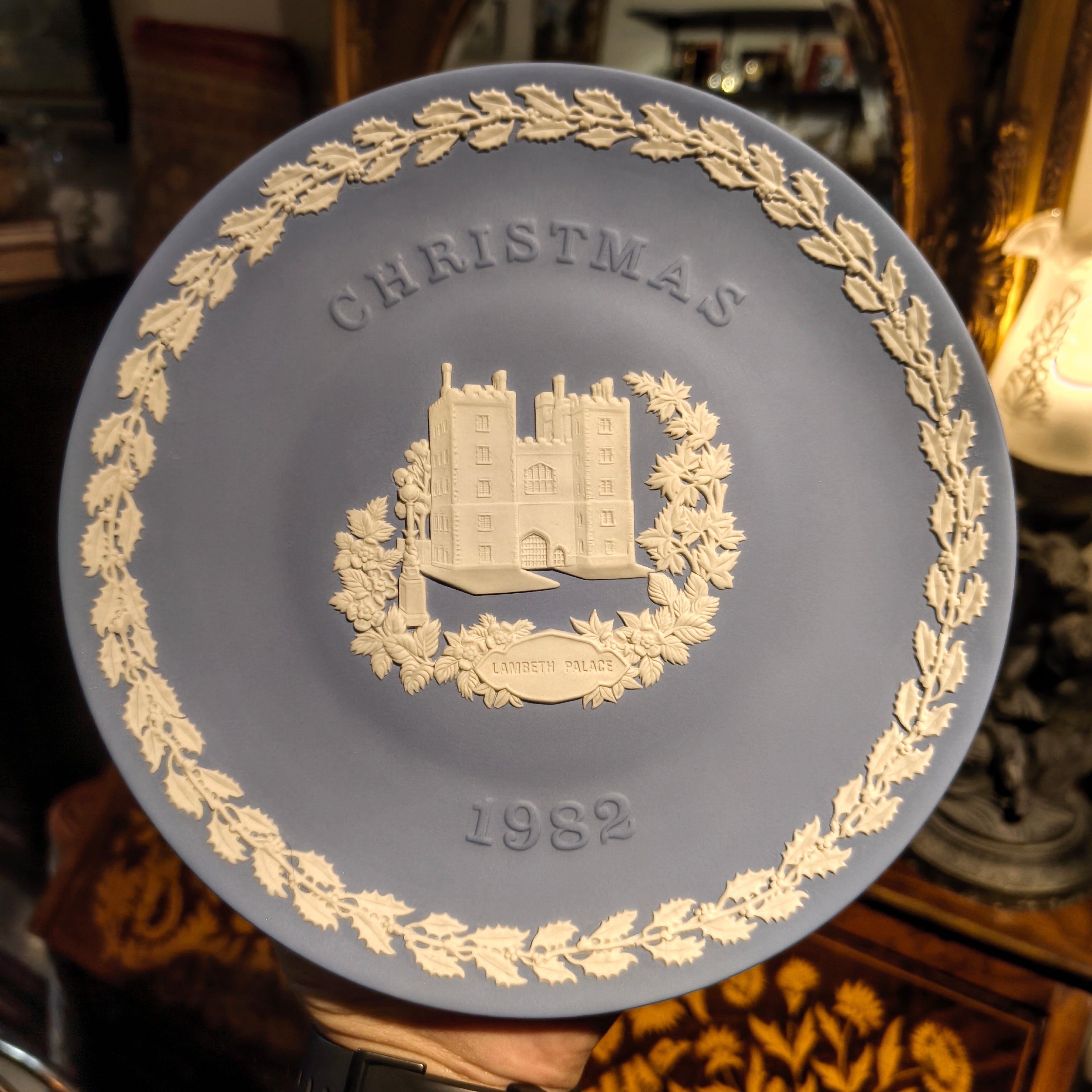 Wedgwood Jasperware Pale Blue Decorative Plate - Christmas Memorial Plate - 1970s to 1980s - Collector Decorative Plates - Made in UK