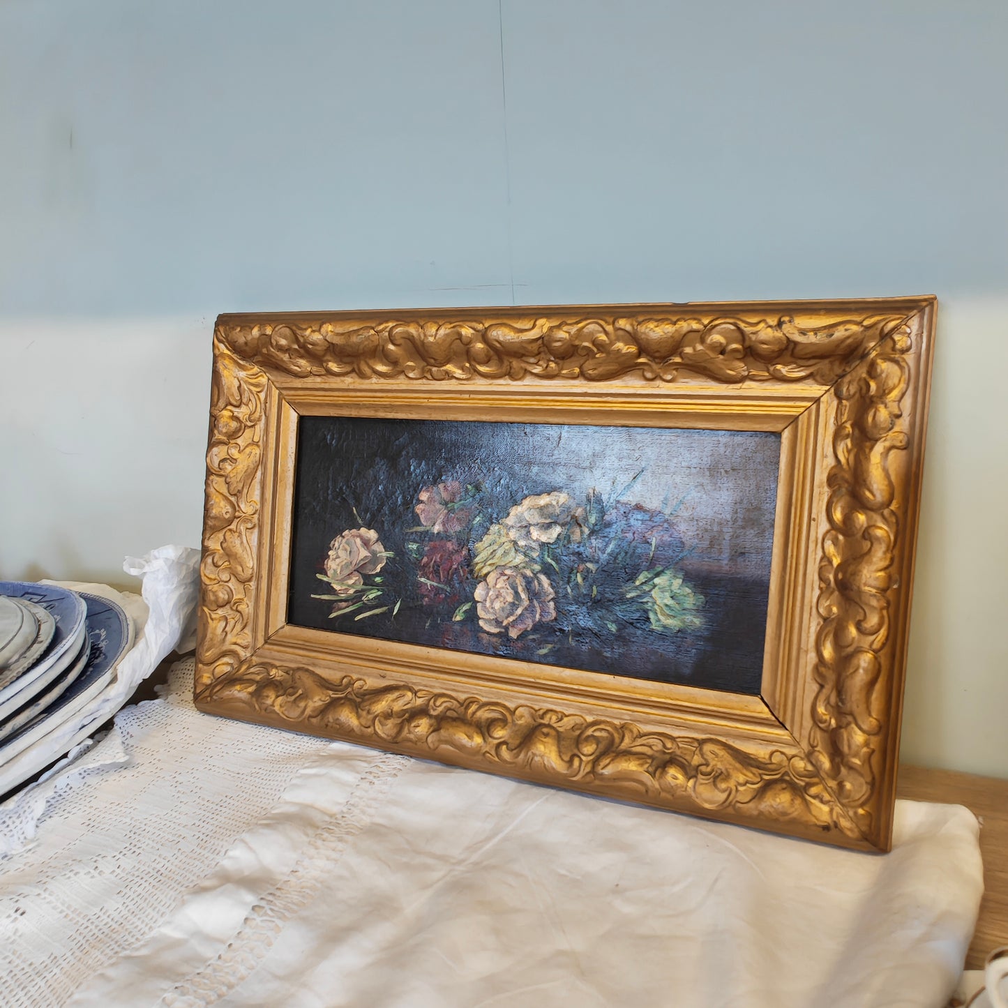 Antique original oil painting by British artist TH walker