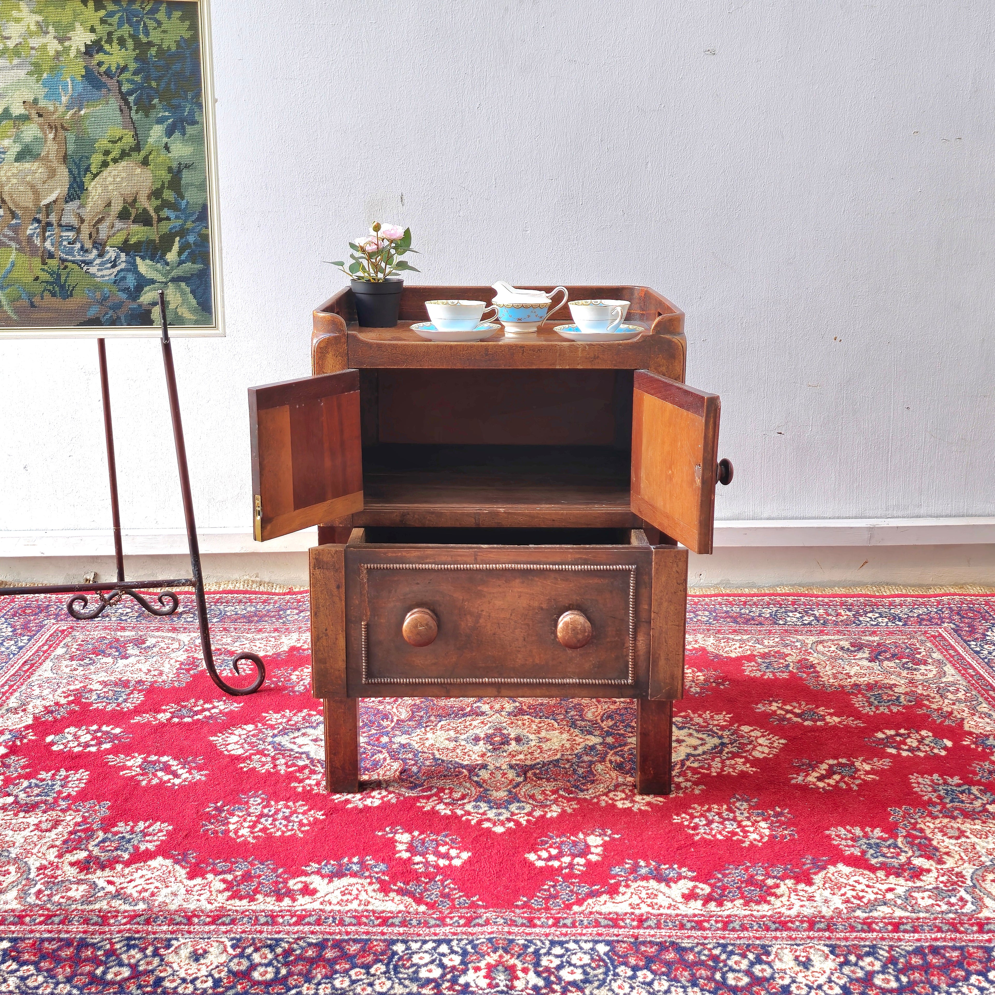 Rare 19th Century mahogany square tray top bedside commode