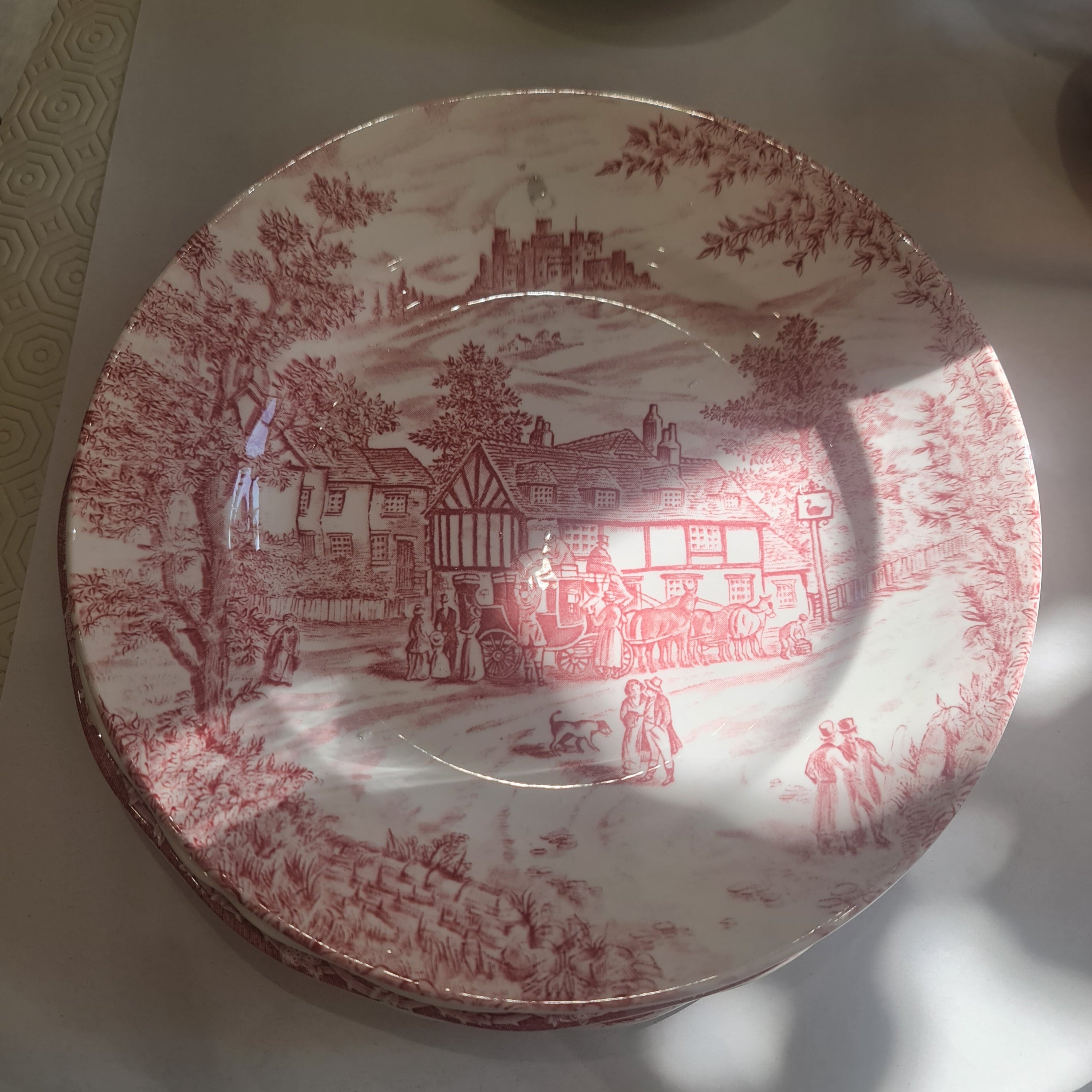 Assorted vintage cranberry dinner plate