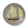 Brixham Studio Pottery Hand-Painted Decorative Plate – Sailboat Design