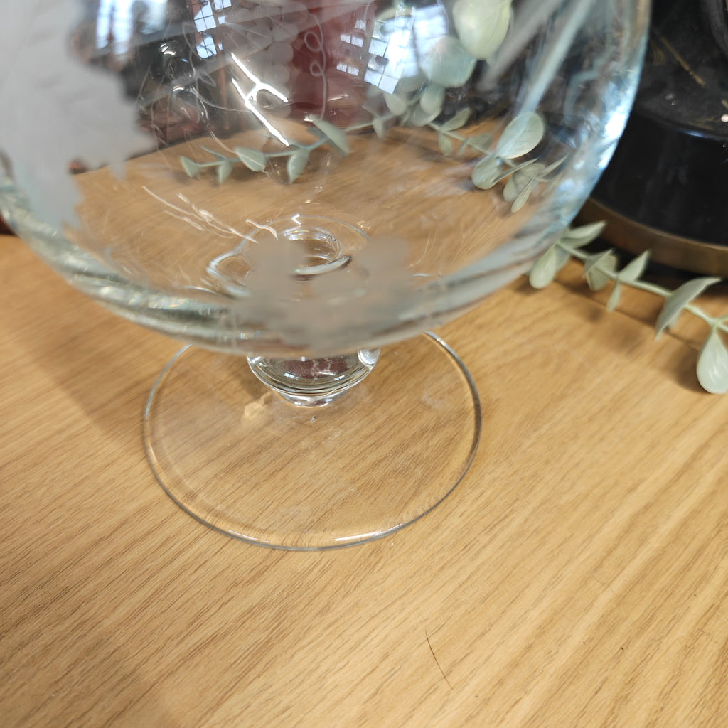 Vintage Etched Glass or Crystal Decanter - Mid-20th Century
