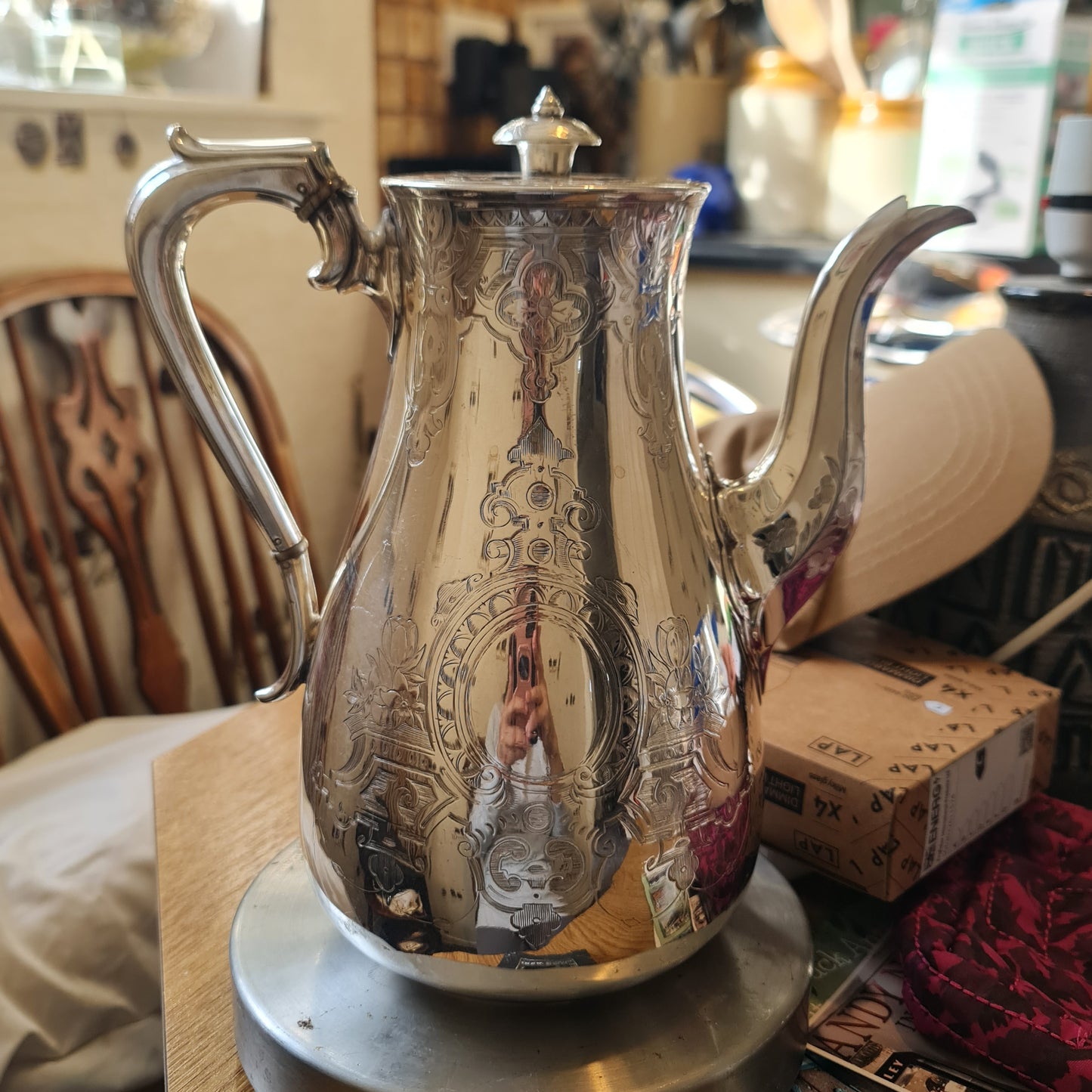 1907 Horace Woodward & Co Sterling Silver tall Coffee pot -855gm