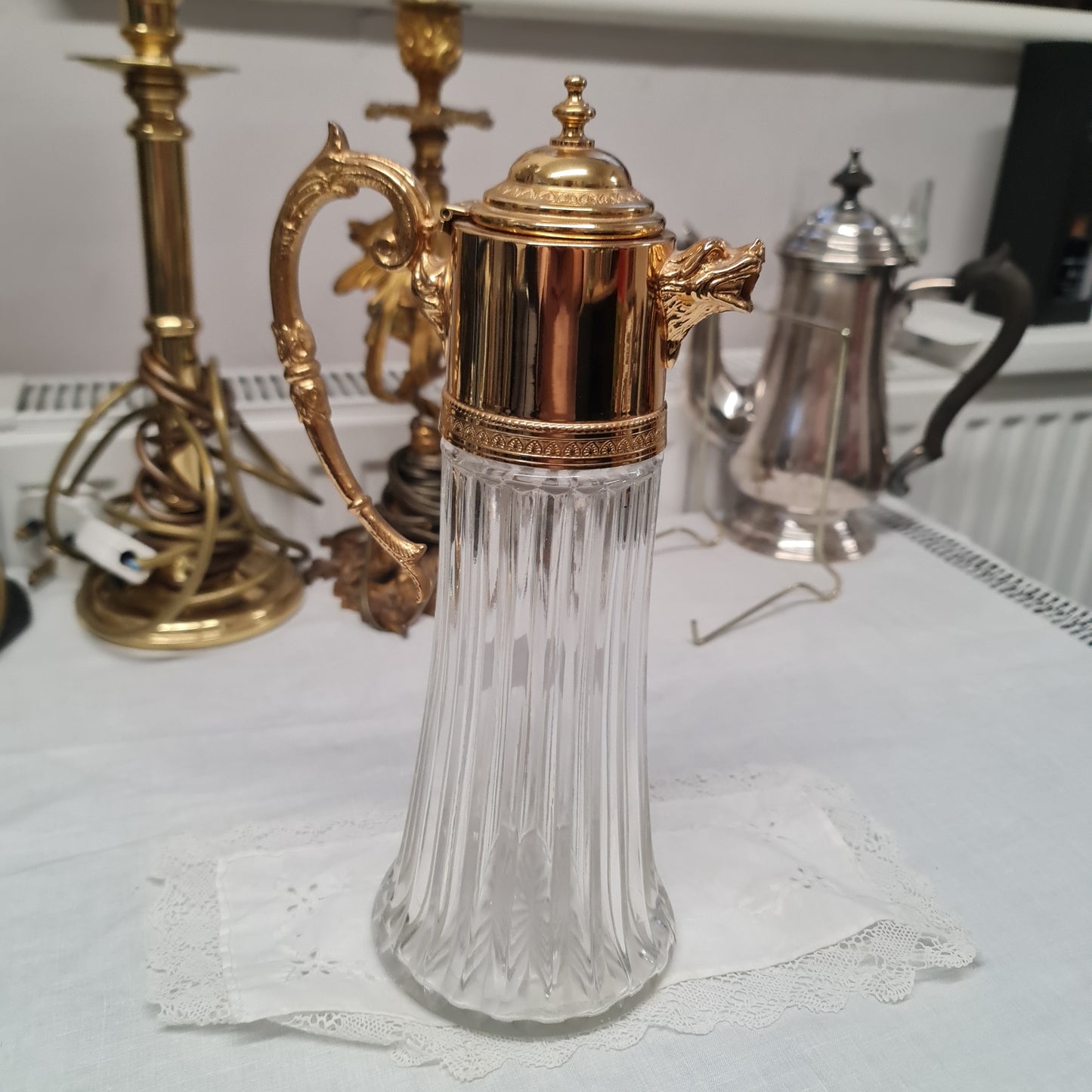 Antique Gold Plated Claret Carafe circa-1900