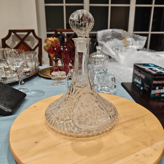 Vintage pressed glass Capitaine' captain's decanter