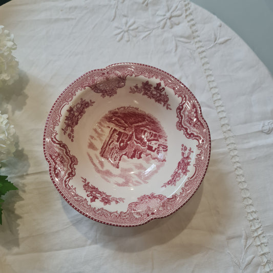 Johnson Brother Transferred ware cranberry soup Bowl 16cm