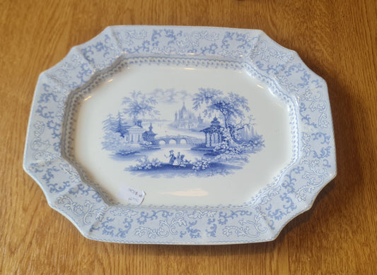 Gorgeous blue and white Chinoiserie platter by T.W c1800