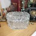 Early 20th-century cut crystal lidded box or bowl, potentially from the American Brilliant Period (ABP) or Bohemian crystal tradition.