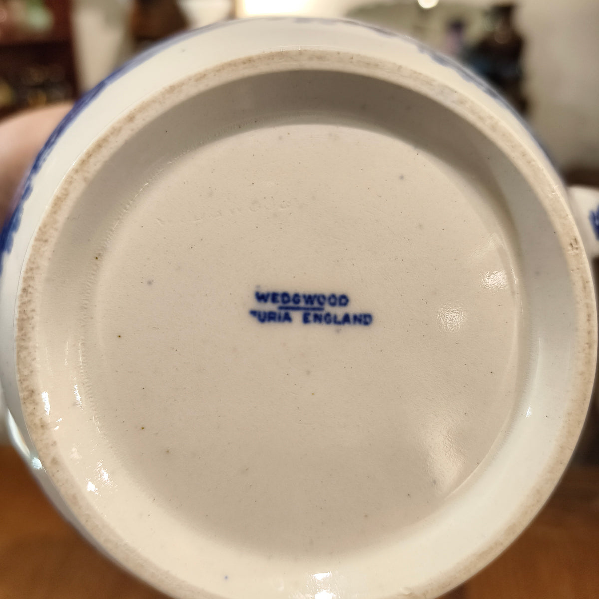 Antique Wedgwood Etruria Blue and White Transferware Teapot, Circa 1910