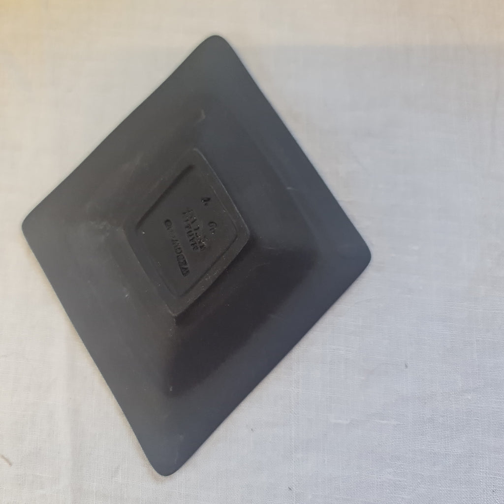 Vintage Wedgwood Black Jasperware Diamond Shape Trinket Dish 5.5 in.