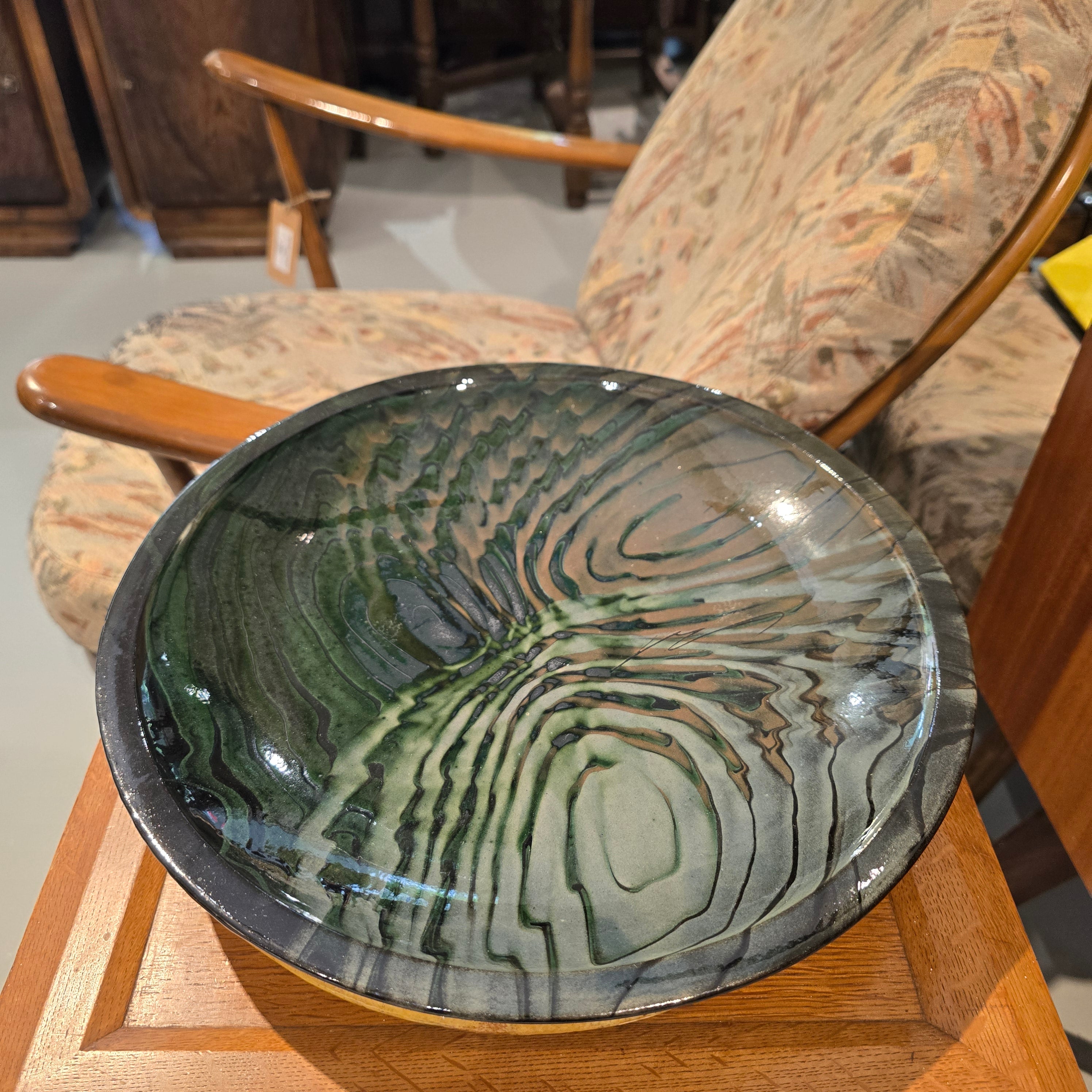 Designer Studio pottery art bowl Signed 34cm