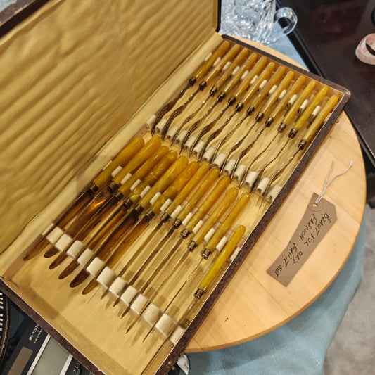 Amazing antique french desert fork and knife for 12 setting