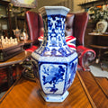 Antique Blue and White Hexagonal Porcelain Vase