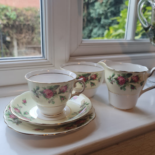 1960's Colcough Red Rose Fine Bone China Teaset